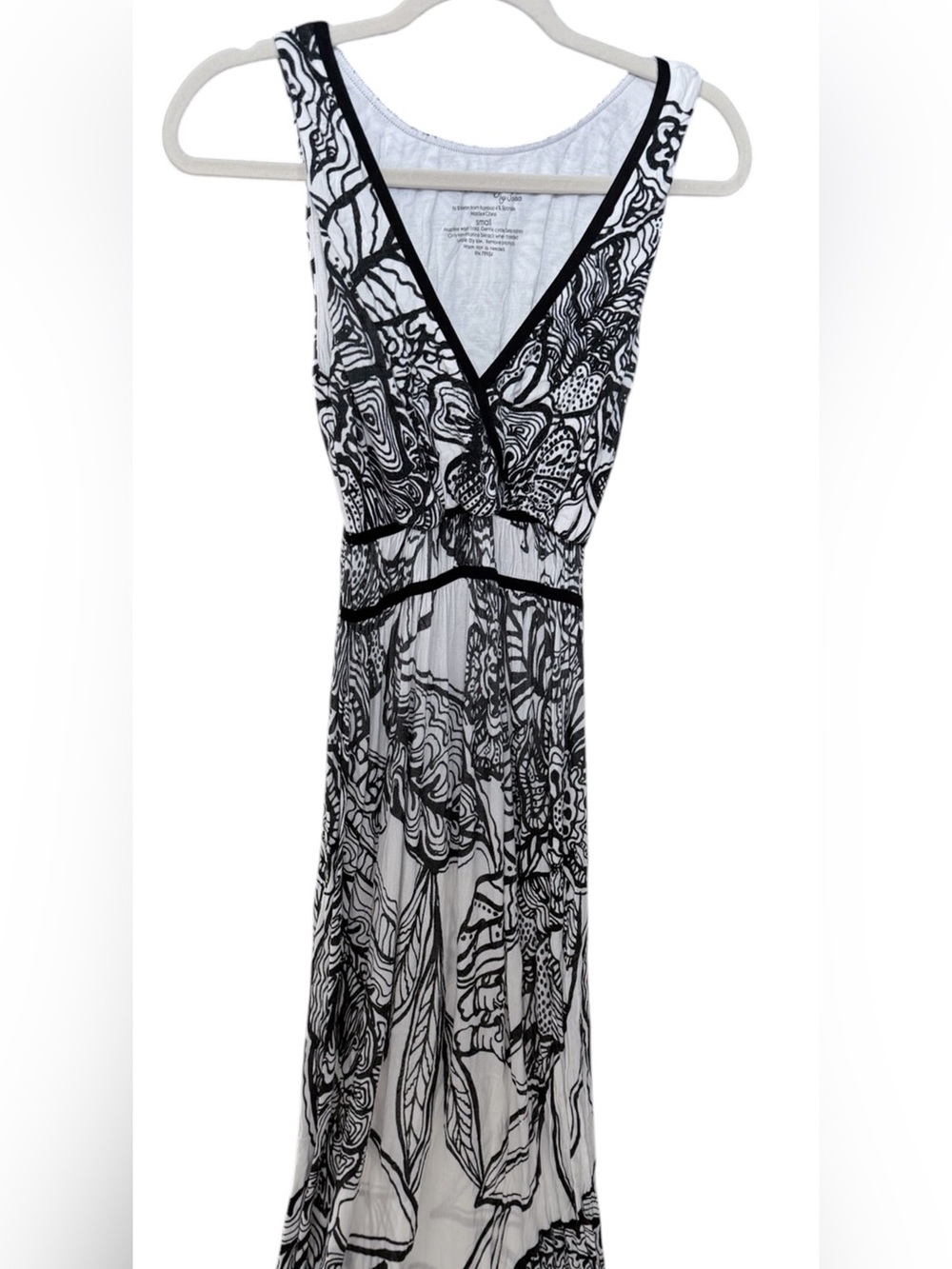 Soma Cool Days Black & White Abstract Floral Maxi Lounge Dress Small - Picture 2 of 6